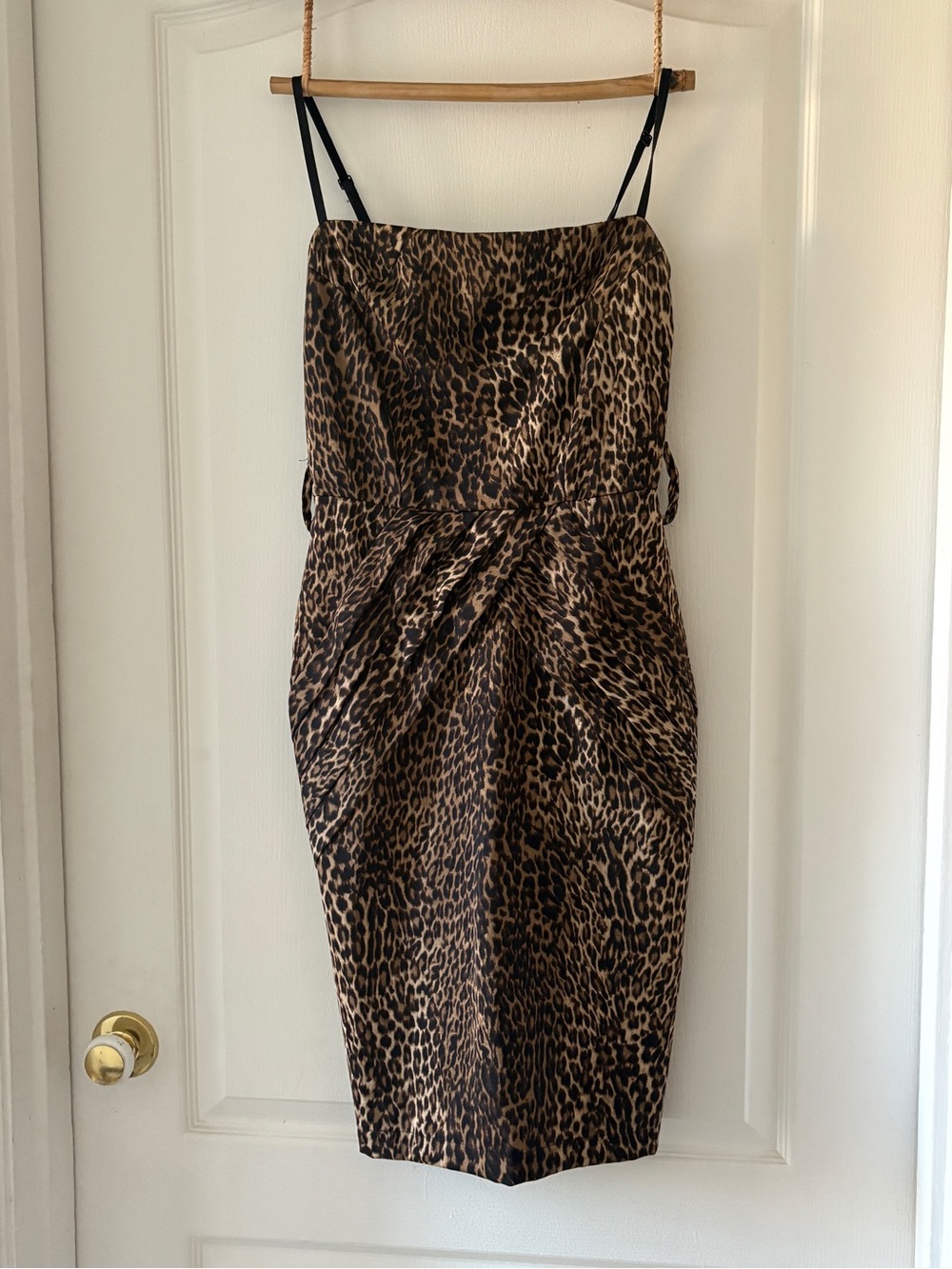 Rinascimento Leopard-Print Satin Midi Dress in leopard print